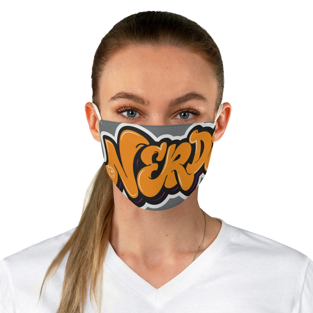 Nerdee's Orange Logo Close-Up Fabric Face Mask - Dark Gray