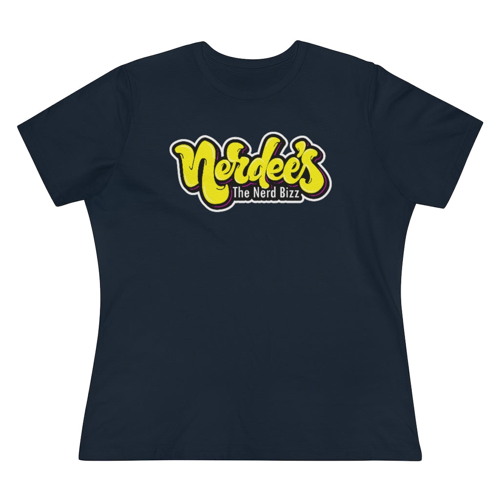 Nerdee's Grafitti Logo (Yellow Design 01) - Women's Premium Tee