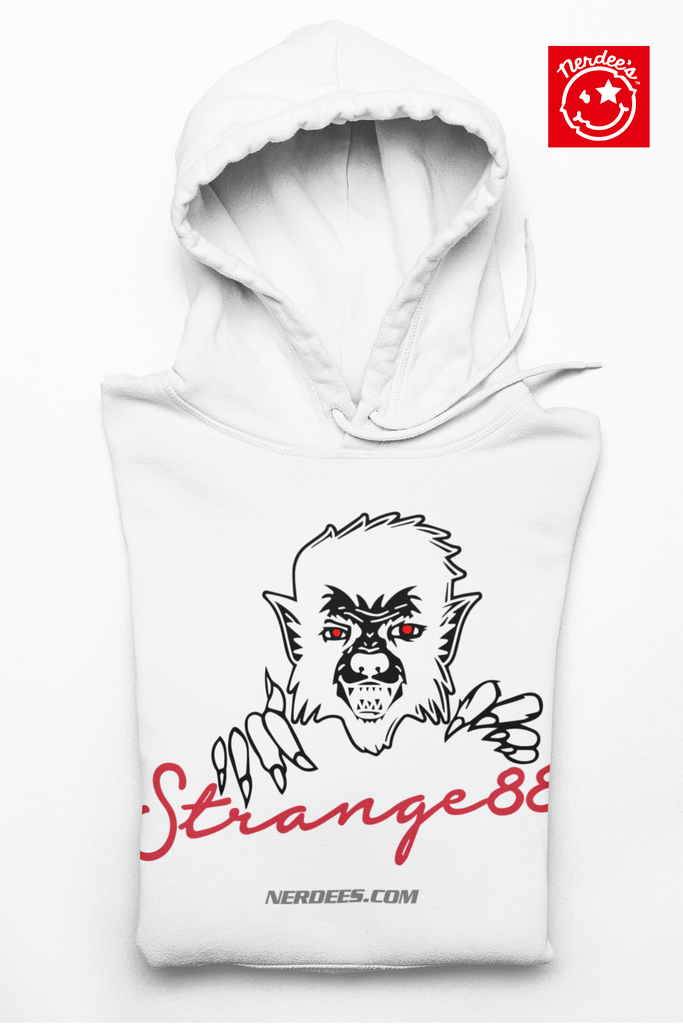 Strange 88 Retro Logo Hoodie "Middle Aged Wolf" (Black) - Unisex Heavy Blend™ Hooded Sweatshirt