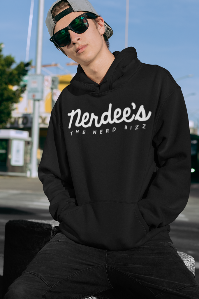 Nerdee's Official Script Logo (WHT) - Unisex Hoodie
