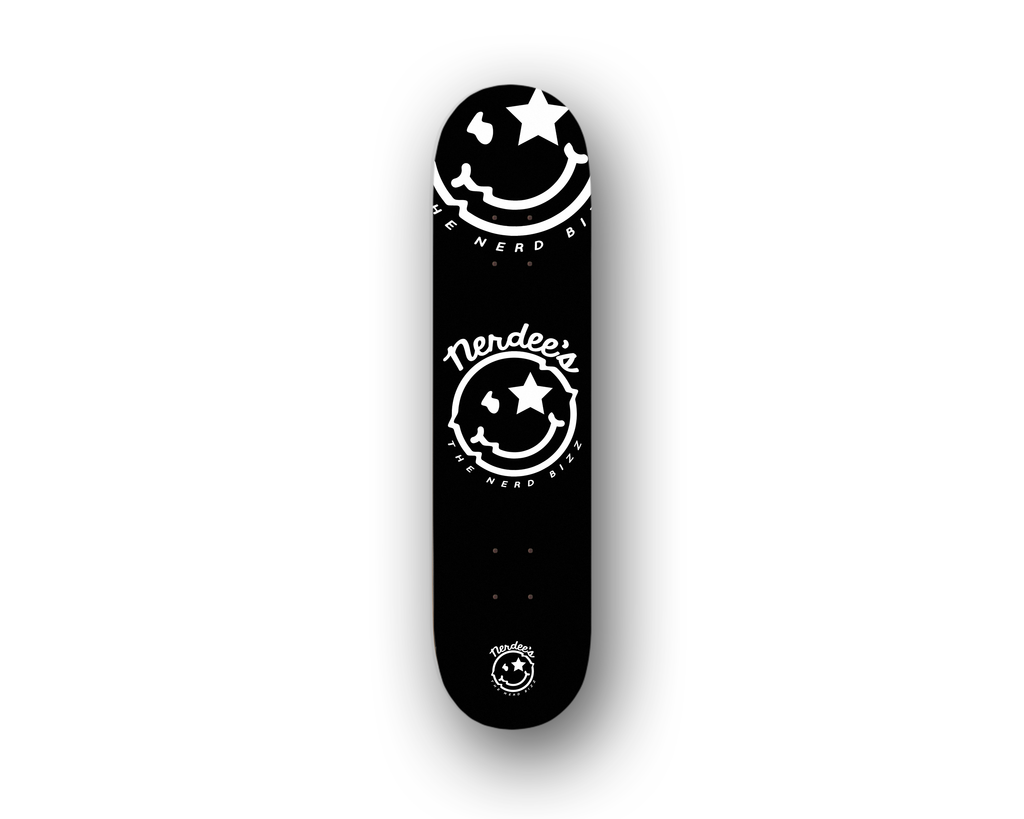 Nerdee's - The Nerd Bizz - Official logo "Mr. Smiley" Skateboard Deck