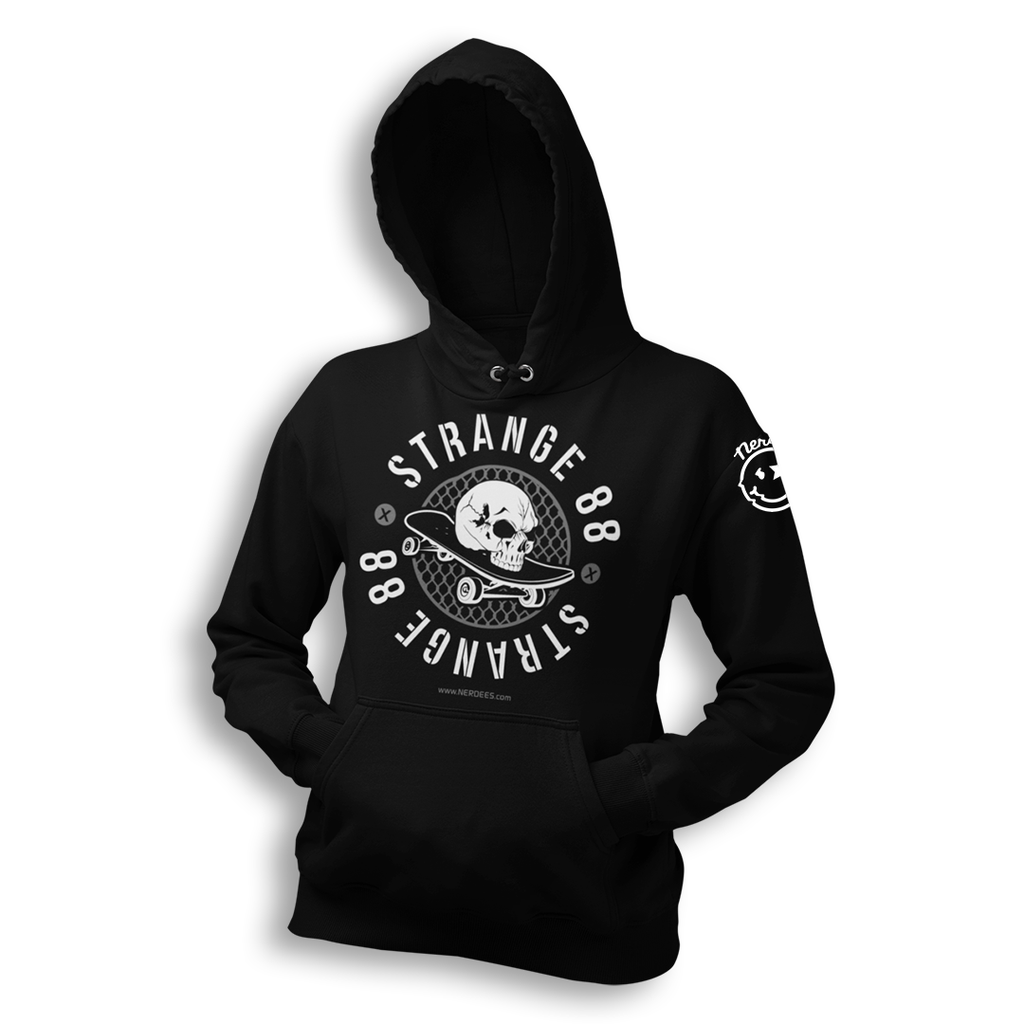 Strange 88 Retro Logo Hoodie "Skate Park" - Black Unisex Sweatshirt