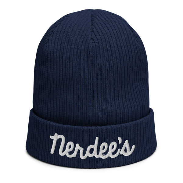 Nerdee's Official Script Logo - Organic ribbed beanie