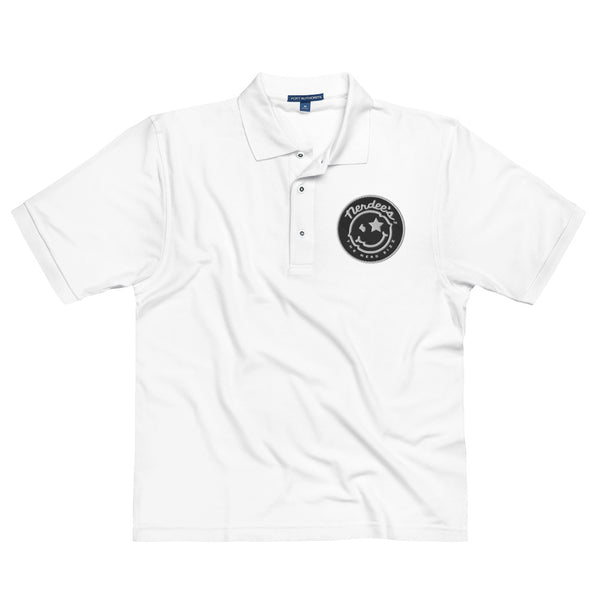 Nerdee's Round Emblem Patch Logo (Black) -  Men's Premium Polo