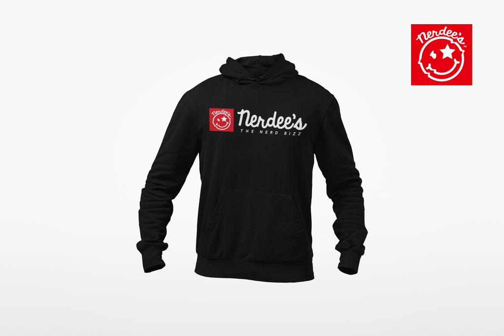 Nerdee's Red Banner Logo (WHT) - Unisex Hoodie