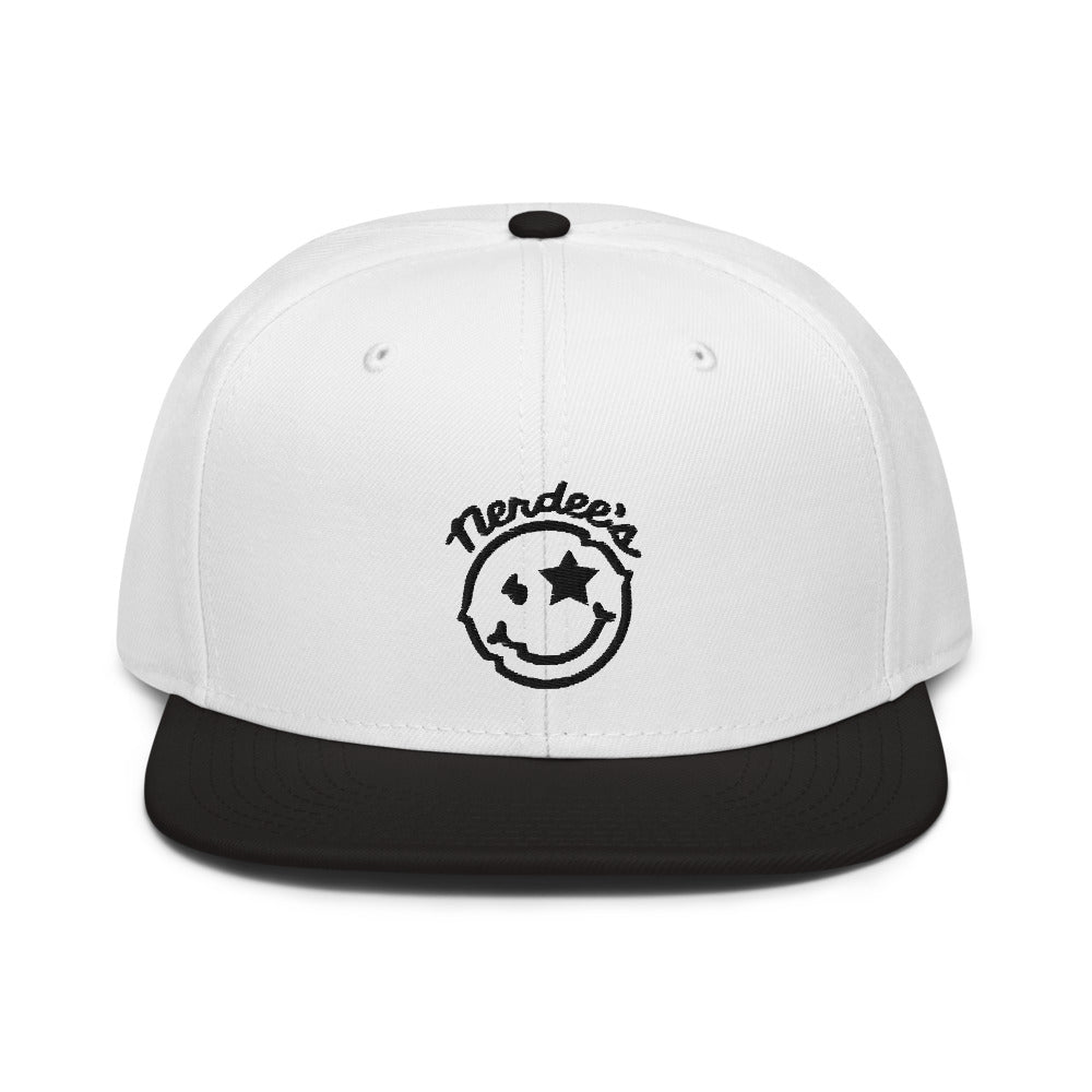 Nerdee's Official Logo (Black) - Flat Bill Snapback Hat (Color Combos)