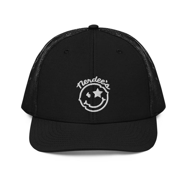 Nerdee's Official Logo (White) - Curved Bill Trucker Cap