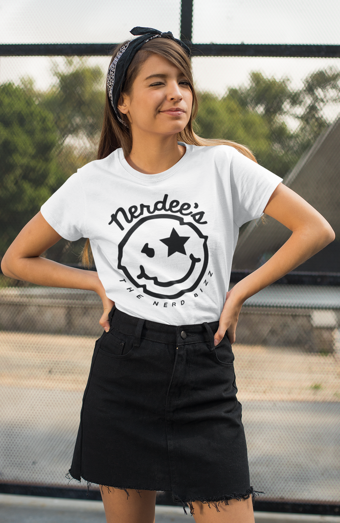 Nerdee's - The Nerd Bizz - "Mr. Smiley" Official Logo - Women's The Boyfriend Tee
