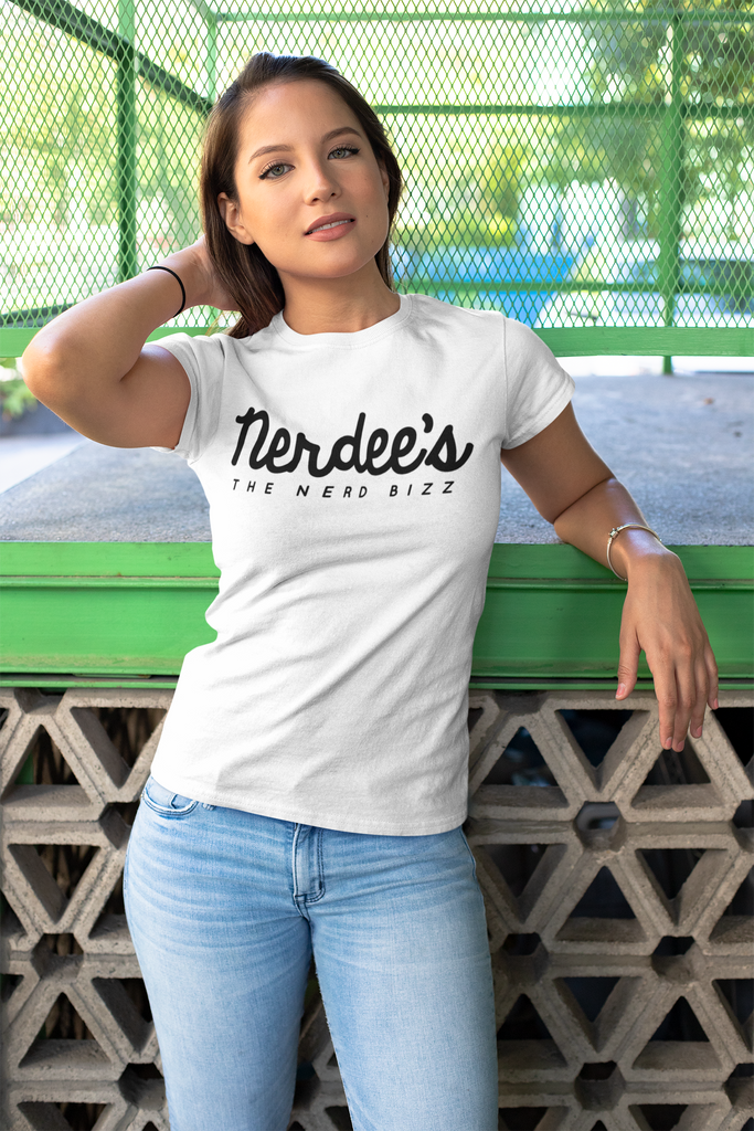 Nerdee's Official Logo Tee  w/ sleeve Logo (Design 01) - Women's The Boyfriend Tee