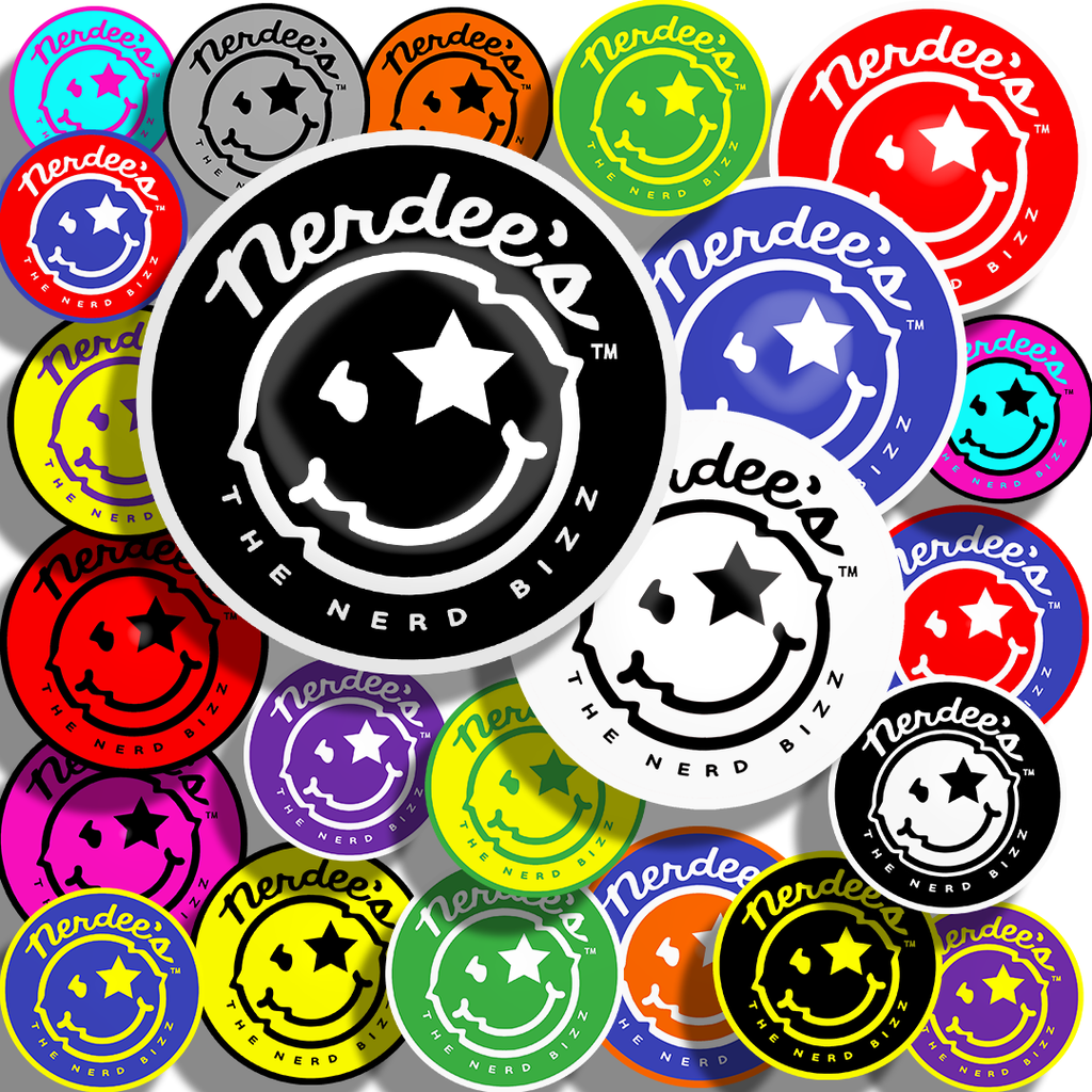 Nerdee's Logo High Quality Stickers (Round - 4 mil. Vinyl High Gloss (UV))- Multiple Sizes & Colors!